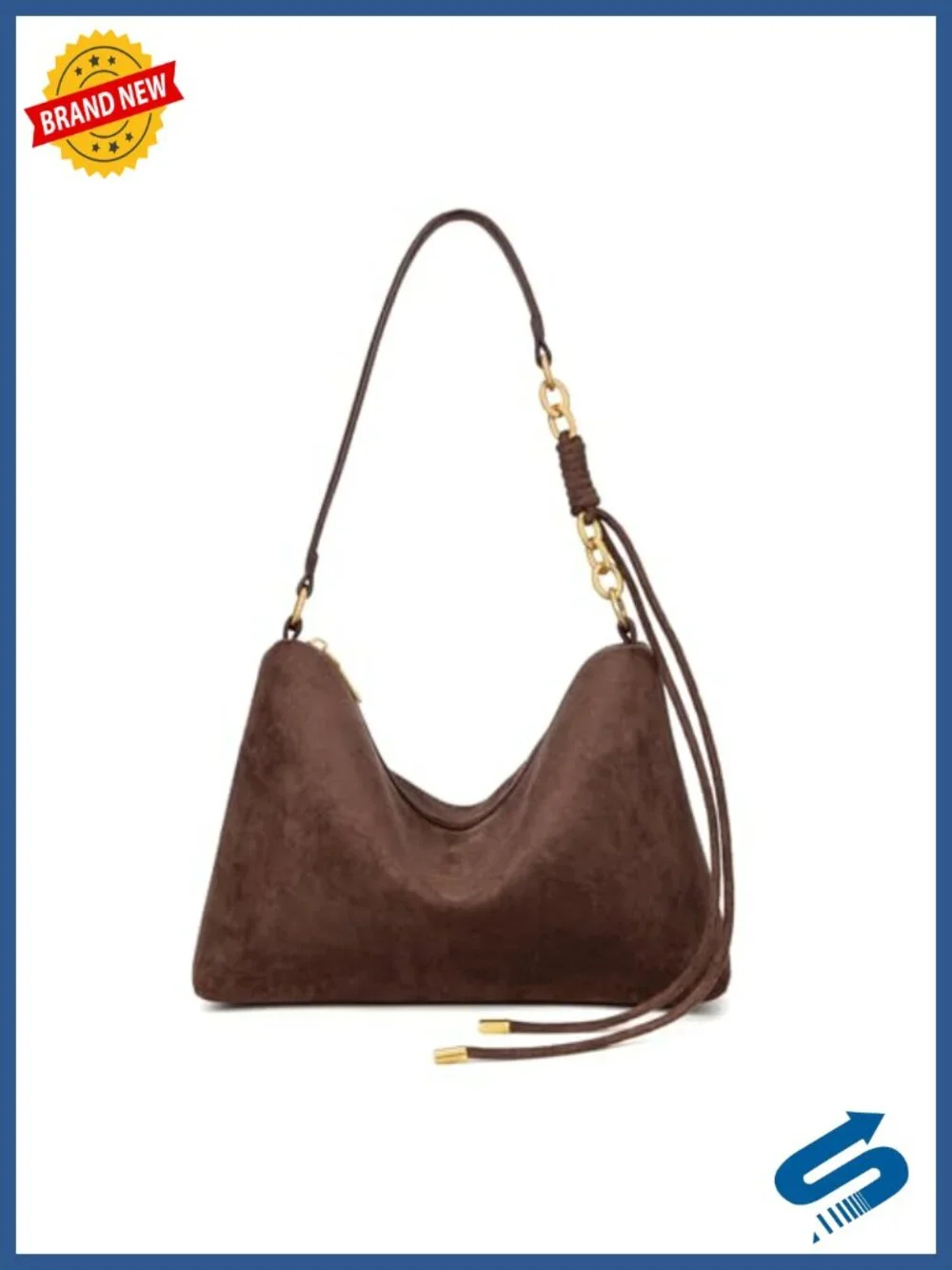 Faux Suede Hobo Crossbody Bag with Adjustable Strap